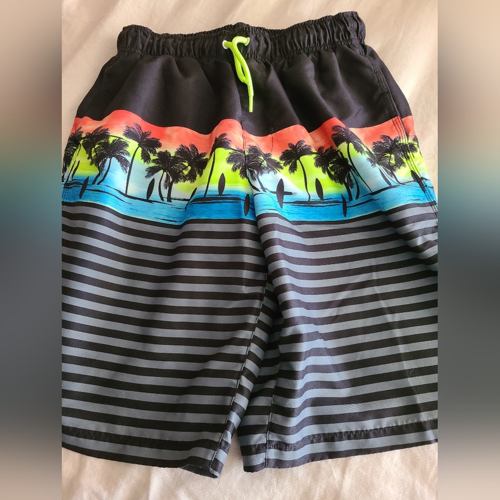 Sonoma boys swim shorts size XL 14-16 blk/grey w/bright colors
